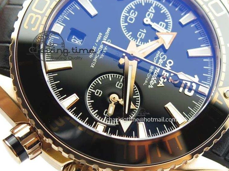 0326 Breathable Seamaster Professional Chrono RG Black Ceramic Black Dial On Black Gummy Strap A 8214